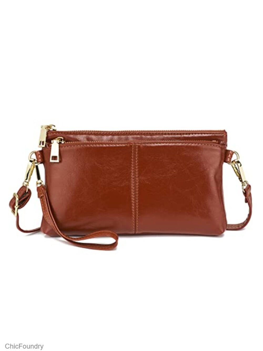 Faux Leather Crossbody Bag Wristlet Clutch Adjustable Shoulder Strap